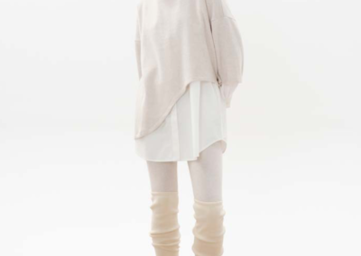 Ioanna Kourbela FW23, Asymmetrical Top, Oversized Shirt, Knit Leg Warmers